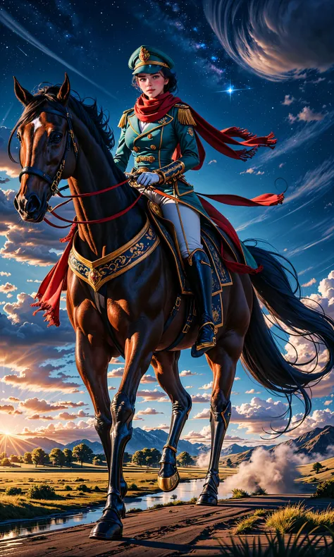 (green pasture, farmland,:1.05)
BREAK
beautiful woman riding a horse, beautiful black Arabian horse, strong powerful horse, stirrups, leather boots, regal, proud,
BREAK
(uniform, white gloves, lapel, garrison_cap, scarf, name tag, riding_pants, scarf, cuffs, hourglass figure,:1.1), 
BREAK
masterpiece, RAW photo, 4k, masterpiece, high res, extremely intricate, absurdres, subsurface scattering, ray tracing, volumetric lighting, octane renderer, trending, remarkable image, pinup, 
