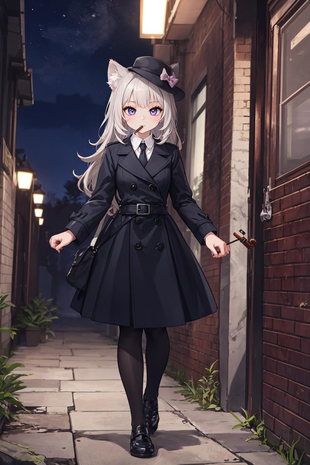 A close up of a person in a black coat and hat - SeaArt AI