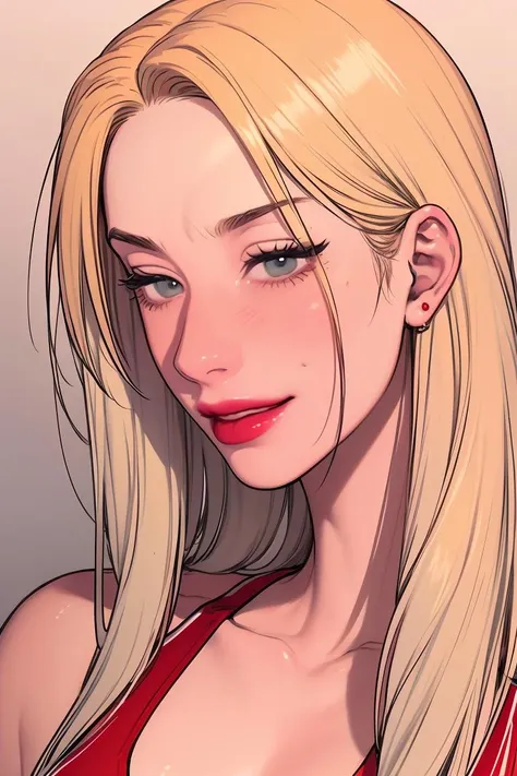 btd,1girl,mature_female,(masterpiece, detailed background, best quality),long and shiny hair,blonde hair,sportswear,smirk,juicy lips,bitch_juice,red lips,perfecteyes,<lora:GoodHands-beta2:1>,<lora:Bad Thinking Diary:0.8>,