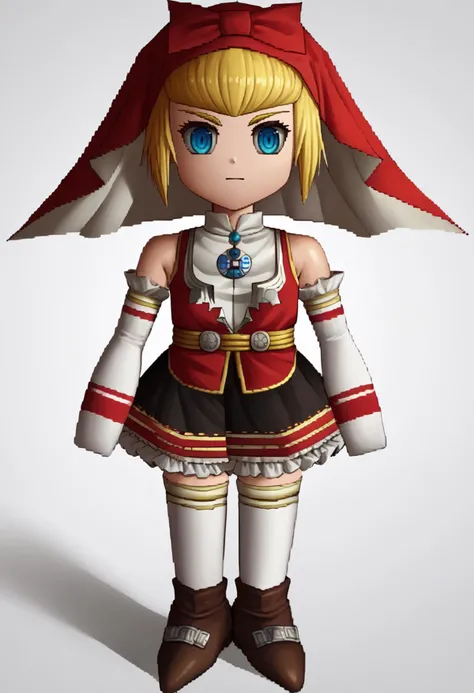 score_9, score_8_up, score_7_up, source_anime, BREAK, solo, 1girl, <lora:zs_FFVIIChibisXL_1:1>, ffviichibis, chibi, standing, full body, white background, <lora:Idun-pdxl-DoRA_Fp:1>, idunnsmt, short hair, blonde hair, blue eyes, veil, red bow, red dress, vest, frilled skirt, white gloves, elbow gloves, bare shoulders, miniskirt, black skirt, brooch, white thighhighs,