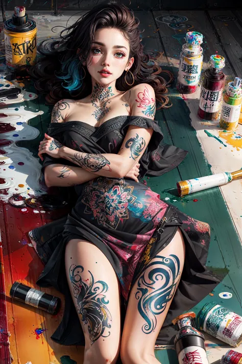 official art, unity 8k wallpaper, ultra detailed, beautiful and aesthetic, beautiful, masterpiece, best quality, (zentangle, mandala, tangle, entangle),
(full body:0.3)
1girl, Colored pigment,Colored paint,colorful,splashing, Splash paint,Wear a lot of paint
<lora:ClothingAdjuster2:-0.2> <lora:Cute_girl_mix4:0.3> <lora:3DMM_V12:0.45> <lora:ggx_V2.1_16:0.2> <lora:tutu's cyberpunk:0.25> <lora:VeryLongLegs_v2:0.0> <lora:sarah-05:0.3>