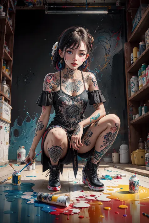 official art, unity 8k wallpaper, ultra detailed, beautiful and aesthetic, beautiful, masterpiece, best quality, (zentangle, mandala, tangle, entangle),
(full body:0.3)
1girl, Colored pigment,Colored paint,colorful,splashing, Splash paint,Wear a lot of paint
<lora:ClothingAdjuster2:-0.2> <lora:Cute_girl_mix4:0.3> <lora:3DMM_V12:0.45> <lora:ggx_V2.1_16:0.2> <lora:tutu's cyberpunk:0.25> <lora:VeryLongLegs_v2:0.0> <lora:sarah-05:0.3>