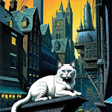color illustration in (berniewrightson:1.5) style, extremely detailed, masterpiece, tenebrism, high contrast,
Ragdoll Cat in the Futuristic cityscape
<lora:BernieWrightson_Style_XL_V4.1:0.8>