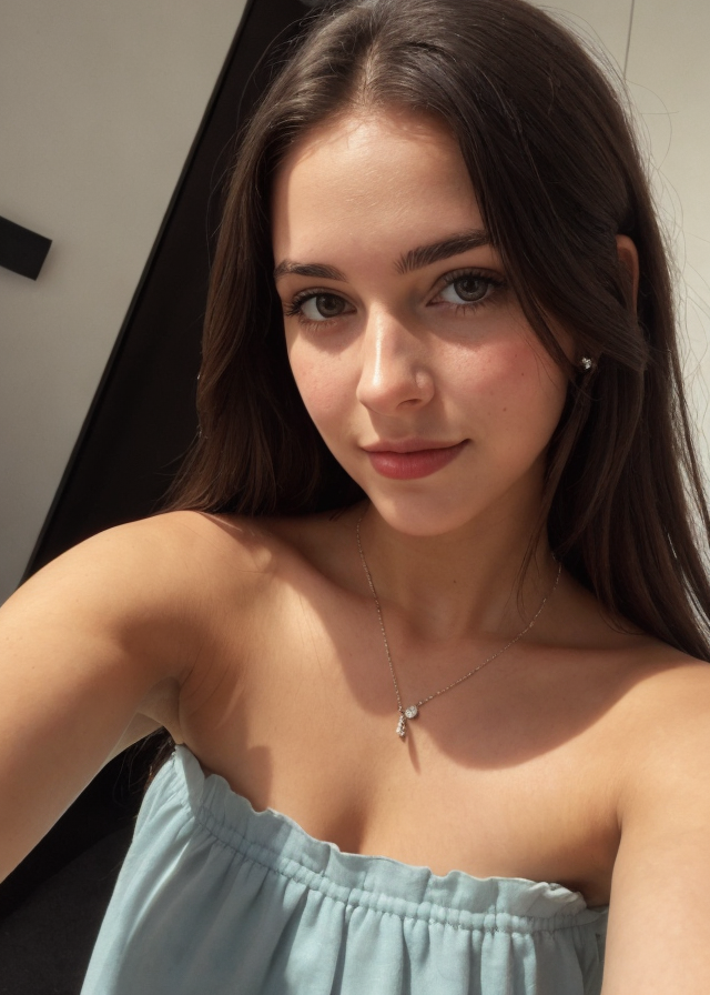 A close up of a woman in a blue dress posing for a picture - SeaArt AI