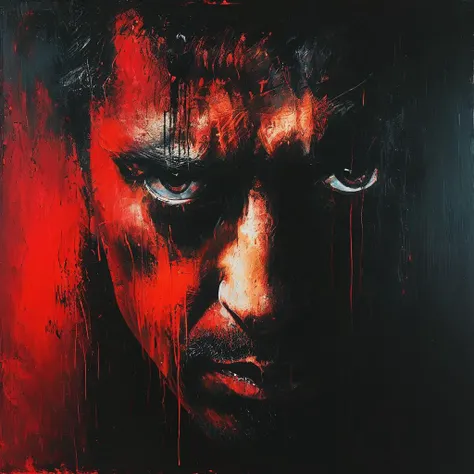 impactful paint of portrait of a man <lora:Disturbia:0.7>, highly detailed, 8k, sharp, professional, clear, high contrast, high saturated, , vivid deep blacks, crystal clear