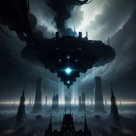 <lora:AbyssalTech-20:0.8>,abyssaltech , scifi,
dark energy, ethereal, dissolving, see-through ,abyss,
city,