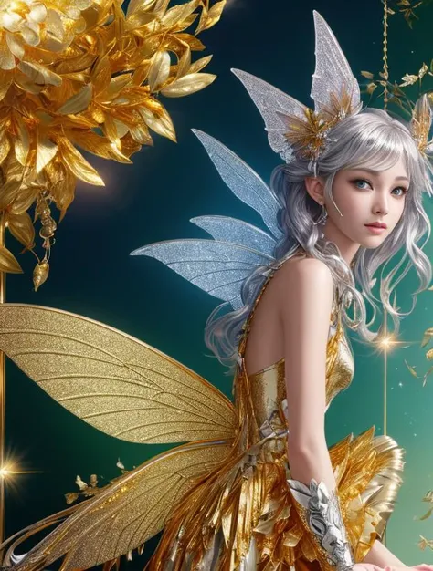 (((gold, silver, glimmer)), faerie), limited palette, contrast, phenomenal aesthetic, best quality, sumptuous artwork masterpiece,best quality,official art,extremely detailed CG unity 8k wallpaper