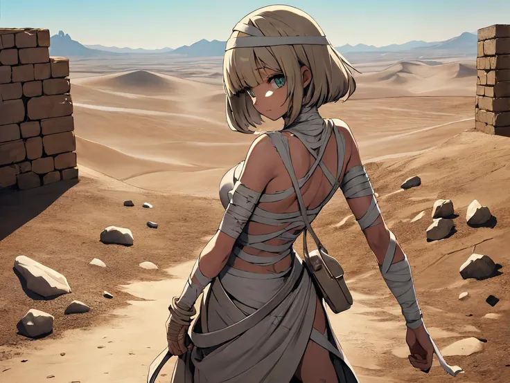 mummy costume, (desert:1.1), destroyed stone wall, 8k textures, extreme detail, hight detailed skin texture, illustration, cartoon, anime! epic details, high sharpness, naked bandage, bandages, costume
<lora:mummy_costume:0.8>