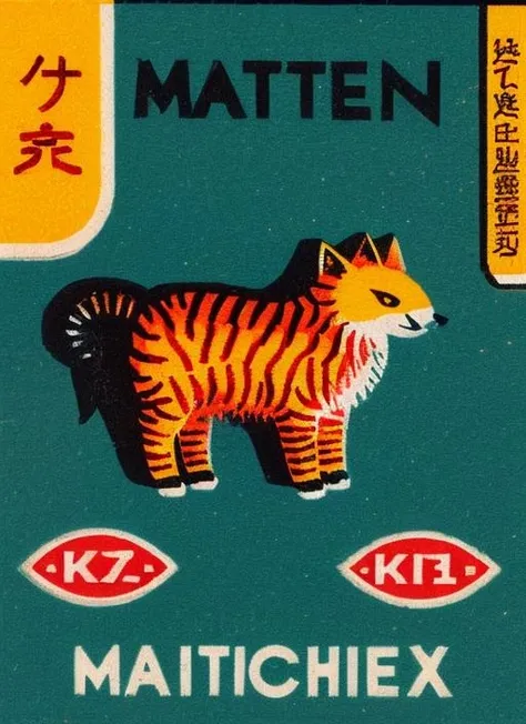 (<lora:Matchbox:.8>) a poster, a matchbox of animal, by m1,