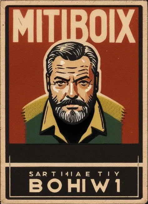 (<lora:Matchbox:.7>) a poster, a matchbox of a man by m1, <lora:OrsonWelles:.7> ow1