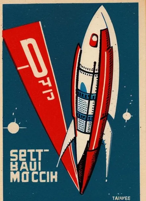 (<lora:Matchbox:.8>) a poster, a matchbox of a rocket