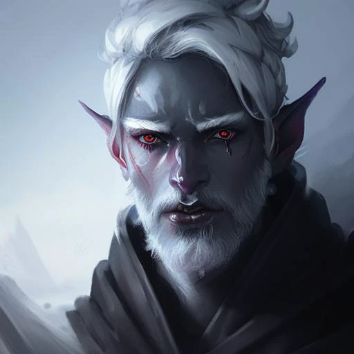 Close-up Portrait of a hot Drow Person, Frostpunk, Fantasy, Volumetric lighting, concept art, brush stroke style, artstation, trending, highly detailed, art by greg rutkowski