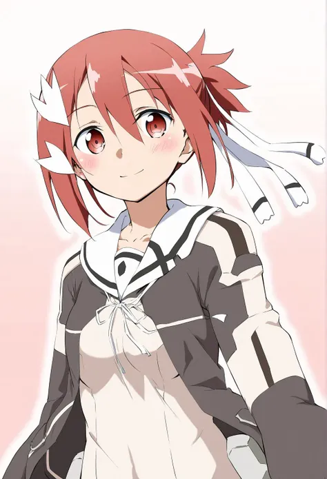 1girl,yuuki yuuna,yuusha de aru,red hair,short hair,red eyes,hair ornament,ribbon,hair ribbon,hair between eyes,bow,breasts,white ribbon