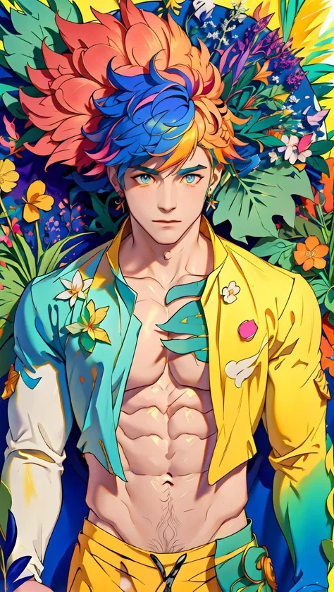paperCut, masterpiece, best quality, ultra high res, ((highly detailed)), male, muscle, (navel hair:1.5), fantasy, armor, shirtless, open clothes, (botanical garden) <lora:thoma:0.1> <lora:Silverjow_LoRA_network_20epoch_x768_SDv15_v2-012225:0.2> <lora:v3-3-256-cont:0.2> <lora:Granblue Fantasy - Vane @ vane (granblue fantasy):0.4> <lora:M4rbleSCNEWCIVIT(1):0.4> <lora:David Martinez:0.3> <lora:campbuddy10x6x4:0.3> , face, (detailed eyes), <lora:detailed_eye:0.7> <lora:KK_paperCut_v5:0.8> <lora:blindbox_v1_mix_2:0.2> <lora:Nijicolor_v01:0.3> , (colorful:1.8), <lora:blindbox_v3:0.3>