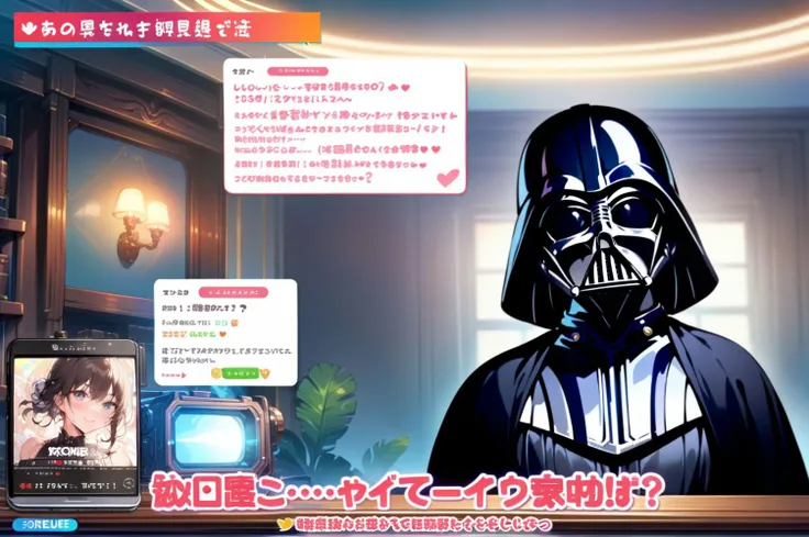 (darth vader:0.8),upper body,smile,happy,posing,
<lora:vtubercutoutXL1:0.8>,vtubercutout,indoor,text,livestream,fake screenshot,masterpiece,best quality,ultra detailed,highres,4k,(ultra-detailed:1.4) (illustration:0.5),(ray tracing,:0.8),(anime colored:0.7),(ai-generated:0.5),