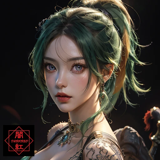 1 girls, (splash art),(harem outfit:1.5),(dancer),(dancing),(see-through:1.3),(solo),spring green hair,medium hair,honey skin,lilac eyes,
<lora:haremDancer_v1:0.8> (Portrait by oda non),(oda_non),
(((masterpiece))), ((best quality)), ((ultra-detailed)), ((illustration)), dramatic angle,
highres, extremely detailed CG unity 8k wallpaper, game cg,delicate composition, raytracing, HDR,
((colorful)),(whole face),detailed gorgeous face,8k,feminine,intricate detail,highly detailed hair,detailed pupils,medium breasts,depth of field,cowboy_shot,
orange red hair,two ponytails,mahogany skin,lilac eyes,