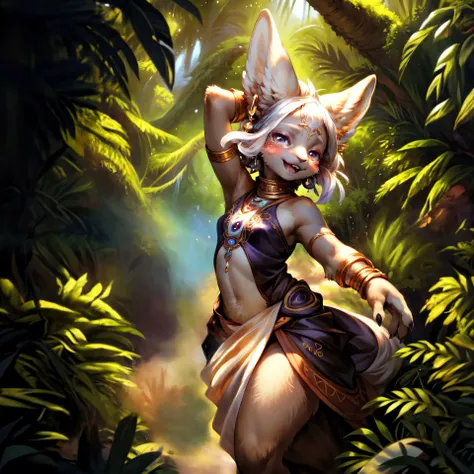<lora:add_detail:0.7>, <lora:Furtastic_Detailer:0.5>,
 (wildlife photography), masterpiece, ultra realistic,
front view, POV, dynamic angle,
(furry) (anthro) female,  [rabbit|goat], <lora:mineru2.2:0.6>, mineru, zonai, facial markings, eyeshadow, white hair, clothed,
bunny, <lora:Nanachi_02:0.6> nanachi \(made in abyss\),
detailed and extremely fluffy body fur, blushing, (chibi), glossy fur, young adult, thick thighs, cute, young,
open mouth, happy, mischievous,
pigtails,
nadia, short purple hair, <lora:11nadia:0.2>,
Mystic Spellcasting Gesture, Fingers outstretched, arcane symbols glowing, eyes focused, capturing the essence of a powerful and mystical spellcasting moment,
golden earring,
(velvet high-necked gown with intricate silver or gold embroidery, fingerless lace gloves), (midriff:0.5),
uploaded on e621, by Anixaila, by Youjomodoki, by Demicoeur, by castitas, by darkgem, (by dagasi:0.5), (by Artur Bordalo:0.5),
<lora:FurryCoreV2New:0.4>, furrycore,
<lora:dancer_v7-1-NAI-32:0.3> harem outfit, dancer, dancing, see-through,
<lora:Furtastic_Detailer:0.4>,
golden hour, evening
Lost Jungle, Dense vegetation, towering trees, hidden ruins in a vibrant mystical jungle,
beachside hammock gently swaying between two sturdy palm trees,
Spire with Raven Roosts, towering spire with ledges where ravens perch,
detailed, realistic, 8k uhd, high quality, high quality photography, 3 point lighting, flash with softbox, 4k, Canon EOS R3, hdr, smooth, sharp focus, high resolution, award winning photo, 80mm, f2.8, bokeh,
cinematic composition, cinematic lighting,highly detailed, masterpiece, best quality, realistic, (intricate:0.9), (high detail:1.4), film photography, sharp focus,