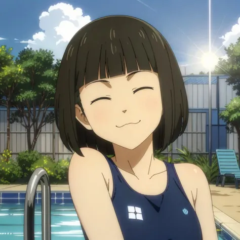 1girl, kirigaya suguha, sword art online, pool, looking at viewer, full body, key visual, highly detailed, masterpiece, best quality, very aesthetic, absurdres