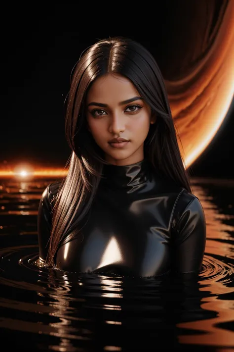 Instagram_Influencer_132_By_Stable_Yogi, (photography art stylized by Clemens Ascher:0.9) , epic Digital artwork, elegant, medium shot of a Infused Boundless Digital Age ([lunch:Supermassive black hole:1]:1.3) , it is covered in Powder, it is sleek, Venetian background, Rust lake and dungeon, Bathed in shadows, shallow depth of field, Contemporary, Hopeful, Metalcore, Nostalgic lighting, telephoto lens, Low Contrast, beautiful, rich color, absurdres, Flickr