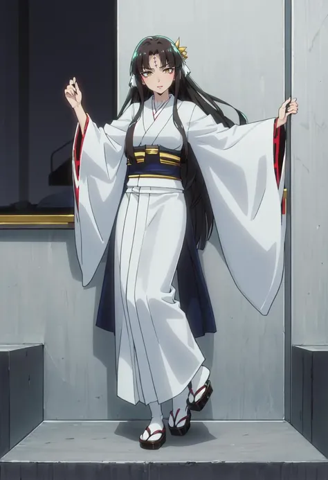 best quality, masterpiece, highres, solo, (michiko_tanaka_mahoushoujoniakogarete:1.10), (white kimono:1.35), (red hakama:1.35), (wide sleeves:1.20), anime_style, 16 <lora:michiko_tanaka_mahoushoujoniakogarete:0.80>