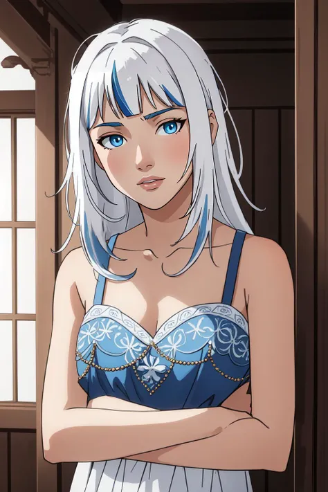 (masterpiece, best quality), intricate details,
1girl, <lora:Gawr Gura:0.8> gawr gura, white hair, blue streaked hair, blue eyes,