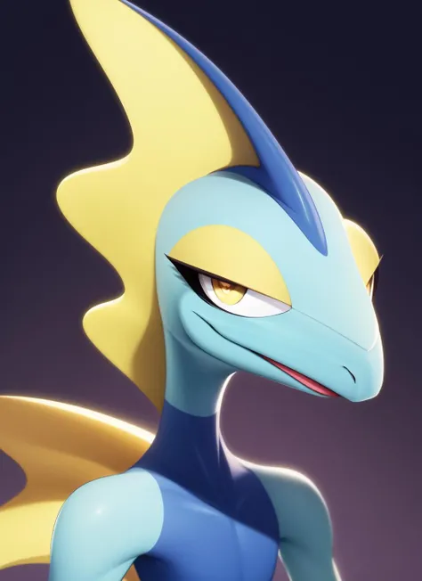 Inteleon, Furry, anthro, ambiguous gender, A pokémon, Portrait, Solo, (Best Quality), tail, (Abstract background:1.2), (Detailed skin:1.1), Looking at Viewer, Smile, Closed mouth, tail,Erect penis、Dripping semen、Petrifying、Stained gray