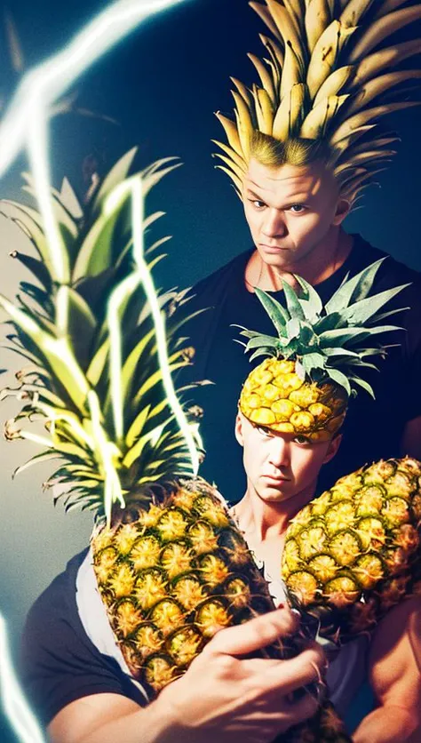 photo-realistic,realistic,RAW photo,masterpiece,best quality,highres,illustration,
(1 pineapple:1.5), <lora:A2_SuperSaiyanHair:1>,(SuperSaiyan),(blonde hair, super saiyan, spiked hair, aura, electricity),
__background__,