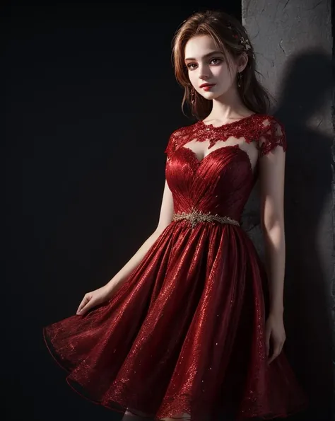 1 girl, red dress, full body, masterpiece,ultra realistic,32k,extremely detailed CG unity 8k wallpaper, best quality,  <lora:copax_dress_v1-000001:0.8>