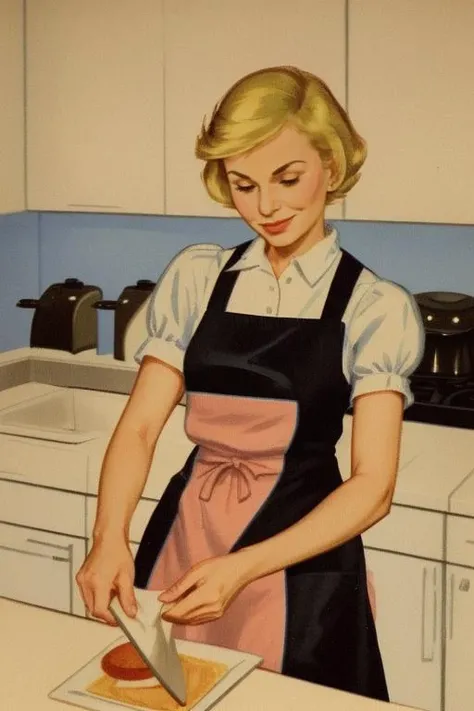 <lora:nooneaskedforthis:1> nooneaskedforthis, illustration of a housewife making supper