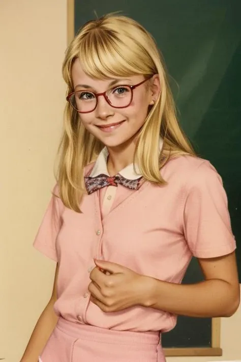 <lora:nooneaskedforthis:1> nooneaskedforthis, a cute girl in school, blonde hair, glasses