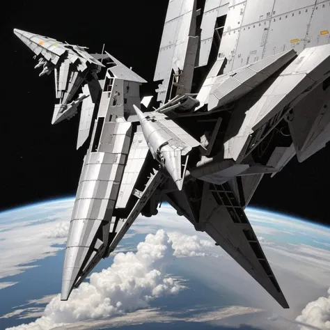 <lora:Llebbeuswoods:1> artwork, spaceship in space