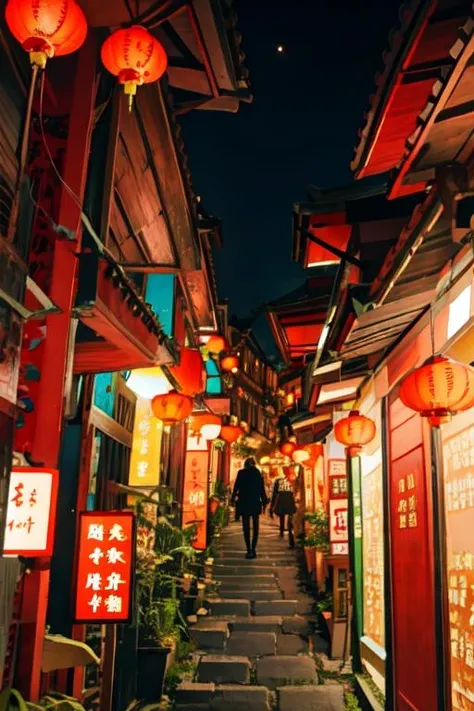 (otherworldly, otherworldly atmosphere, otherworldly appearance), highly insanely detailed, masterpiece, top quality, best quality, highres, 4k, 8k, RAW photo, <lora:neg4all_bdsqlsz_V3.5:-1>, <lora:Jiufen:0.75>, (jiufen taiwan:1.3), scenery,
<lora:de-anime-er_v10:-0.5>, no humans, night, sta, (fantasy world)
