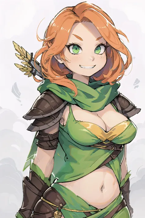 simple background, <lora:Windrunnerv0.1:0.8>, windrunner, lyralei, grin