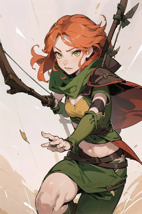 best quality, masterpiece, cute anime style, <lora:Windrunnerv0.1:0.8>, windrunner, lyralei, (holding wooden bow), drawing bow, firing arrow, cape fluttering in wind, dynamic jump pose