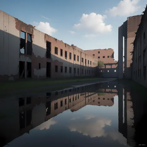 shadow and reflections,realistic,factory ruin,<lora:shadows_and_reflections:1>,