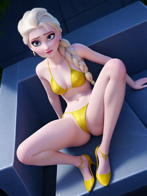 1girl, solo, Scarlett Johansson is a very sexy ElsaWaifu, blue see-through dress, big breasts, huge breasts, cleavage, low cut, high slit skirt, form fitting dress, elegant transparent dress, single braid, blond hair, hourglass figure, ice castle background, hyper realistic, photorealistic, RAW photography, Best quality, masterpiece, huge breasts