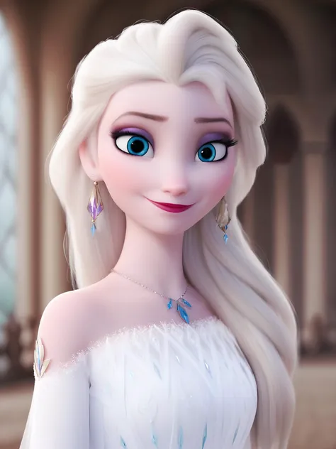 score_9, score_8_up, score_7_up, score_6_up, score_5_up, score_4_up,elsa \(frozen\) in the corridor of the library,(toplesss:1.3), looking at viewer,smile,smooth hair, Long earrings, oversized sapphire necklace,Elsa's White Dress ,upper body,long straight hair, worm light,upper body, incredibly absurdres,ultra-detailed, wallpaper,realistic,photorealistic,raw photo,masterpiece,best quality, Elsa's White Dress ,Arabian palace,Arabian palace,Arabian palace,Arabian palace,Arabian palace background,<lora:Frozen_elsa_textV1-PonyXL:0.8>