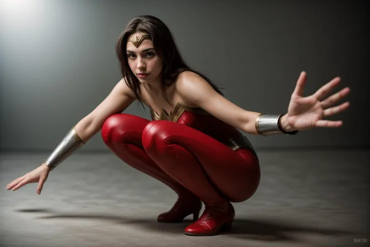 DC s,full body,photo of a 18 year old girl,wonder woman,squatting,happy,ray tracing,detail shadow,sharp focus,depth of field,blurry background,bokeh,motion blur,shot on Fujifilm X-T4,14mm f1.8,<lora:add_detail:1>,<lora:LCM_LoRA_Weights_SD15:1>,