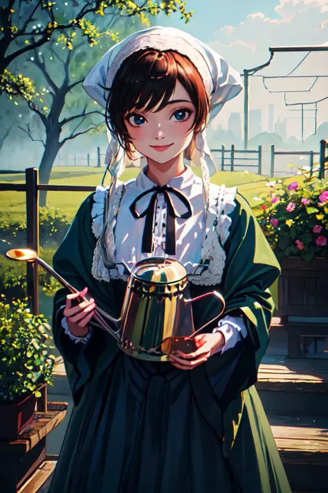 <lyco:Suiseiseki_loha_v1.0:1.0>suiseiseki,odd eye,ribbon,head scarf,bonnet,cowboy shot,corset,watering can,
(best quality, masterpiece, RAW photo,ultra-detailed:1.2), <lyco:GoodHands-beta2:1.0>,1girl,solo,looking at viewer,smile