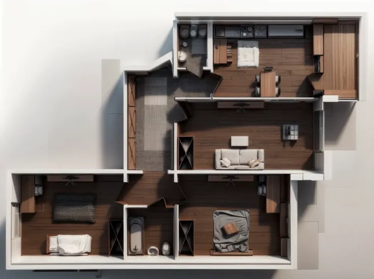 rendering floor plan of the apartment layout,top view,white background,masterpiece, best quality, extremely detailed,best illustration, best shadow, <lora:lwpm-V0.4P(1):0.9>, <lora:more_details:1>