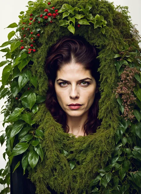 portrait of sks woman in babylon, hanging gardens, by Flora Borsi, style by Flora Borsi, bold, bright colours, ((Flora Borsi)), by Andreas Gursky, <lora:locon_selmablair_v1_from_v1_64_32:1>