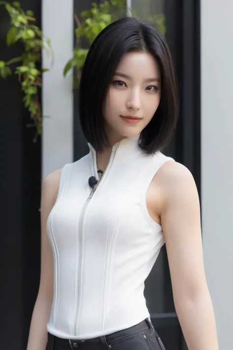 <lora:fromisSaeromV1:1>,Saerom, woman,complex 3d render ultra detailed, smile, portrait of beautiful woman, moody portrait, striking features, beauty, intricate details, dramatic composition, tension, contrast, texture, realism, high-quality rendering, stunning art, high quality, film grain, Fujifilm XT3,swirly bokeh,(realistic, photo-realistic:1.2),RAW photo,physically-based rendering,(looking at viewer:1.4),(8k, best quality, masterpiece:1.2),(full body shot:1.1),octane render,extremely detailed CG, unity 8k wallpaper,in street,urban,city,(studio soft light,sunlight:1.2),(standing:1.1),(a girl is wearing sleeveless:1.5),hyper realistic detail shiny skin,ultra detailed,(ultra realistic:1.2),(intricate:1.2),(photorealistic:1.2),1girl,(skinny:1.3),detailed background ,(large breasts:1.1)