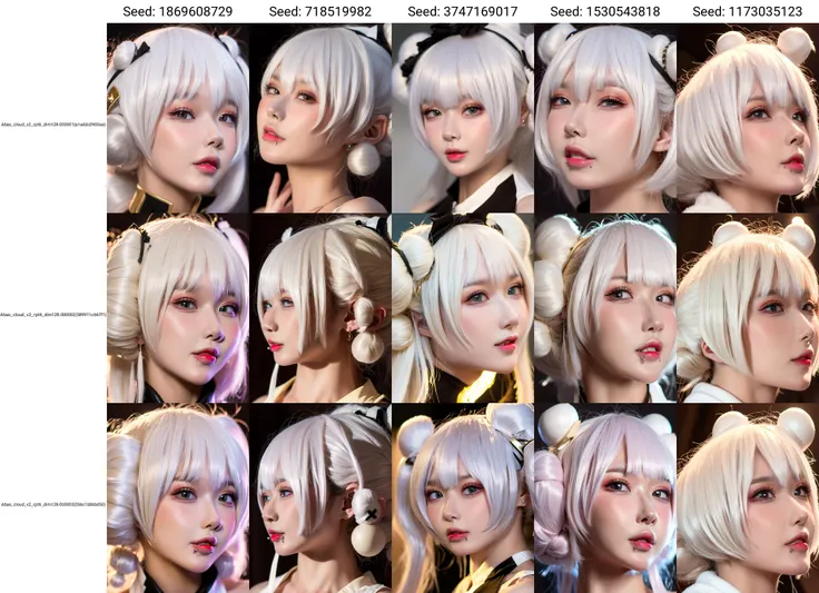 (highres, best quality, masterpiece:1.2), (realistic, photo-realistic:1.37), dark background, simple background,
(1girl, solo, face close-up), (slim girl:1.2), closed mouth, white hair:1.2, low twin braids, hair ornament,