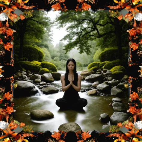 Grisaille painting, neat, Otoshidama, halloween theme, kaleidoscope style <lora:kaleidoscope:0.45>
highres, dramatic,
,A female yoga instructor practicing her poses in a serene Zen garden, enveloped by the tranquil sounds of a babbling brook and the rustling leaves of the trees, finding balance and inner peace, timeless masterpiece of the Old West in an enchanting, wizardry-infused