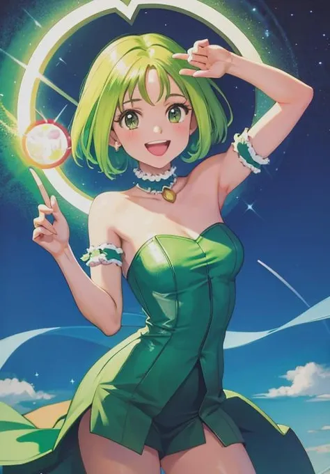 (Masterpiece, best quality: 1.2), solo, 1 girl, Tatsumaki, WeChat, closed mouth, looking at the audience, hands on our faces, floating in the air, she wears Dunhuang flying costume