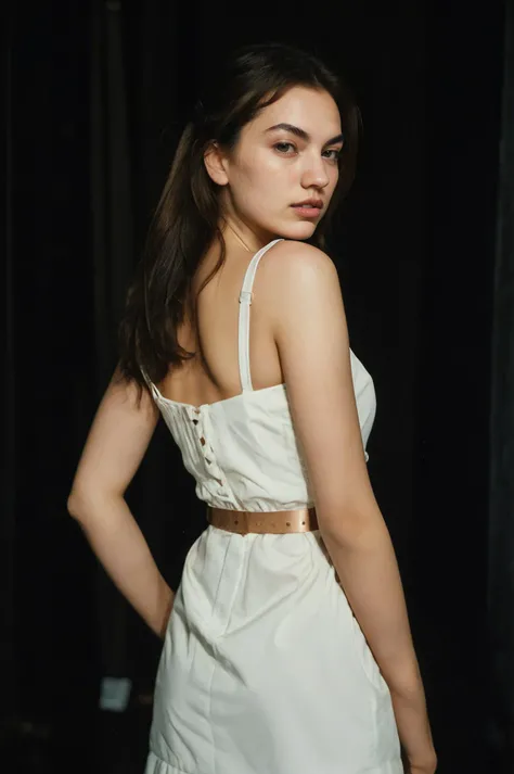 futuraholly12500v52, (closeup) Portrait of pretty young (18-year-old) pale milky white skin Caucasian woman ((Lean forward with one hand on the waist, showing off elegant lines.:1.07)), outdoor, BREAK (brunette Elegant twisted updo: Hair twisted and pinned into an updo, creating an elegant and sophisticated look.), no makeup, long dainty necklace, (((elegant, classy, and minimalist:1.05) A rose gold body suit, delicately designed with a high waist, a deep V-neck cut, and a belted waist, radiating femininity and grace.)) , <lora:epi_noiseoffset2:1> BREAK (magazine cover:1.10), BREAK (masterpiece, extremely detailed skin, photorealistic, heavy shadow, dramatic and cinematic lighting, key light, fill light), sharp focus, BREAK location is (outdoor Torres del Paine National Park, Chile), <lora:InstantPhotoX3:0.4>, <lora:ClothingAdjuster3:-0.7>