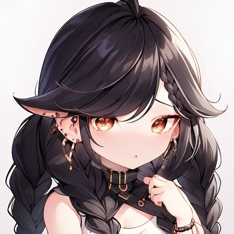 1girl, bangs, black_eyes, black_hair, braid, brown_background, cellphone, earrings, jewelry, long_hair, looking_at_viewer, phone, smartphone, solo, twin_braids <lora:XSarchitectural-41AnimeGirl:1>