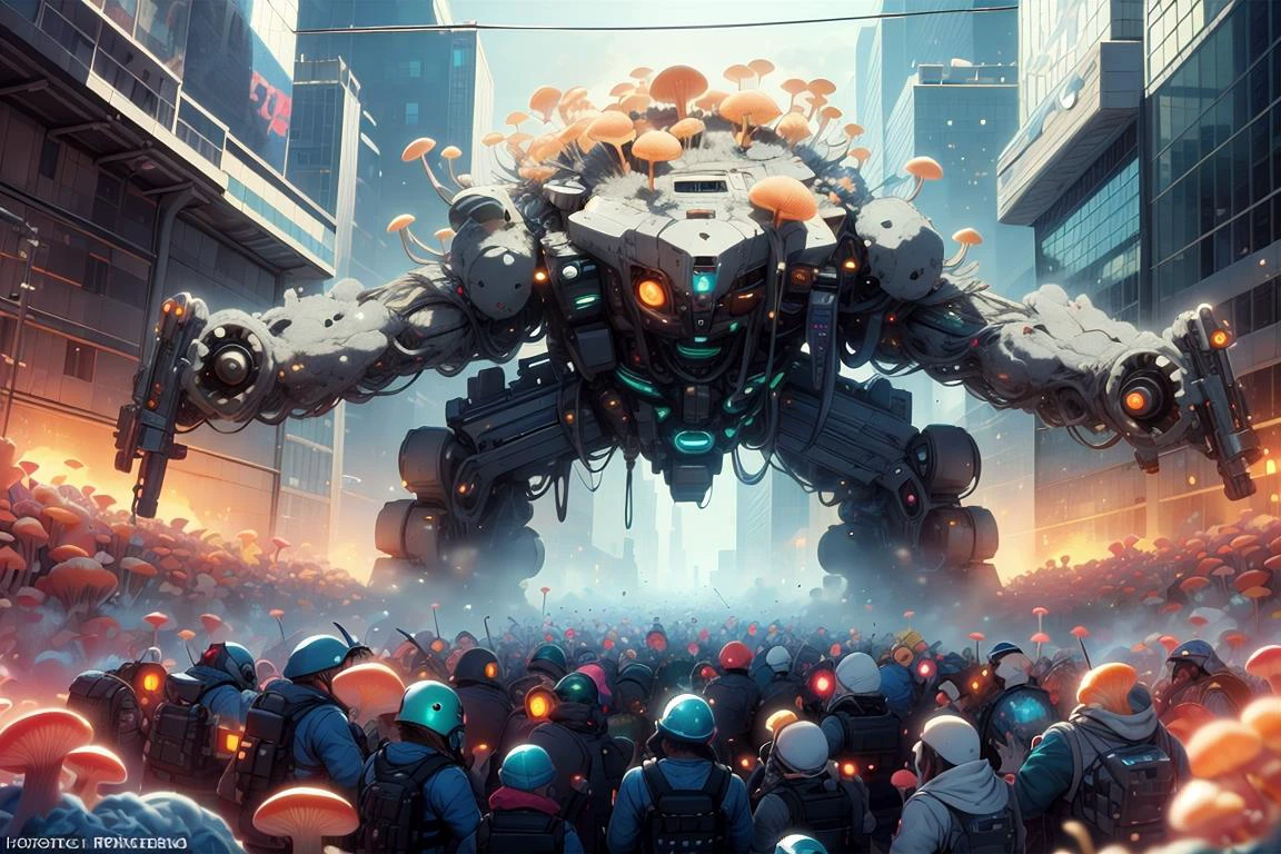masterpiece, best quality, (hordes of the protestors vs the police :1.1) , protestors army on overrunning the city
<lora:MyceliumTech-21:0.8>, myceliumtech , scifi, Psychedelic ,Mycelia,spongy,