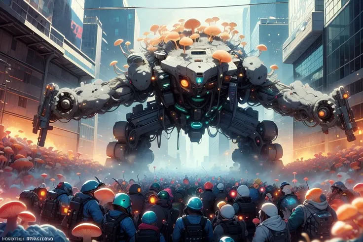 masterpiece, best quality, (hordes of the protestors vs the police :1.1) , protestors army on overrunning the city 
<lora:MyceliumTech-21:0.8>, myceliumtech , scifi, Psychedelic ,Mycelia,spongy,