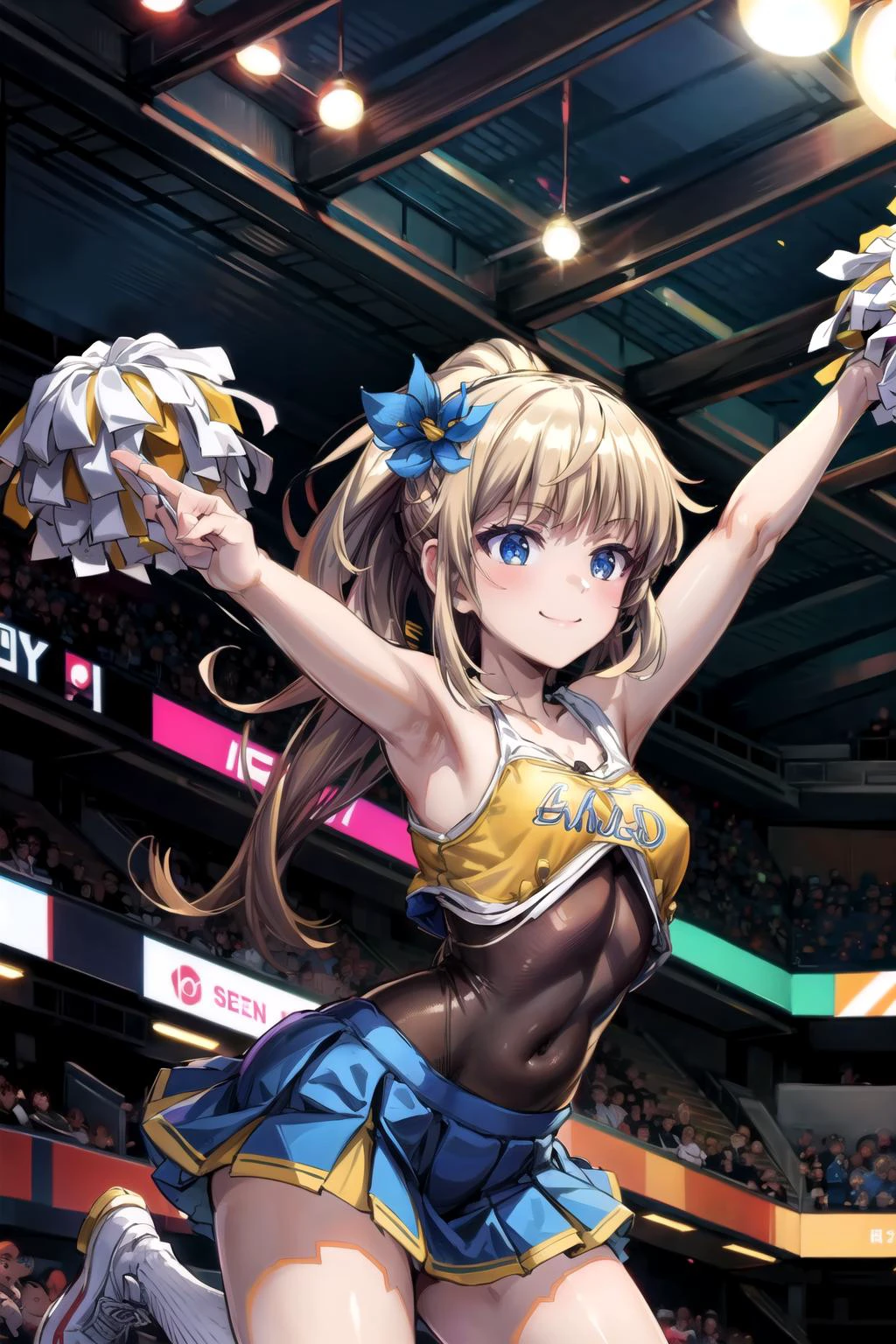 <lora:CheerleaderCL:0.6> CheerleaderCL, pom_pom_(cheerleading), holding pom poms, <lora:BeastTamer_Luna_by_minion:0.65> luna, smile, best quality, masterpiece, highres, <lora:more_details:0.65>